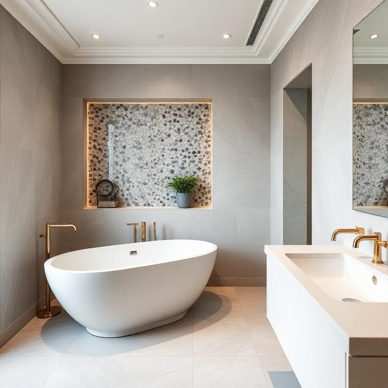 Luxury bathroom tiling with mosaic niche in Fulham SW6