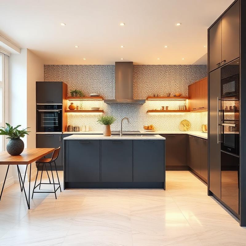 Kitchen tiling with herringbone splashback in Fulham SW6