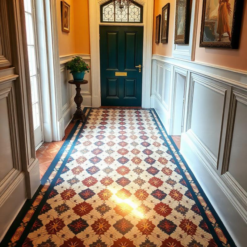Restored Victorian tile hallway in Fulham period terrace