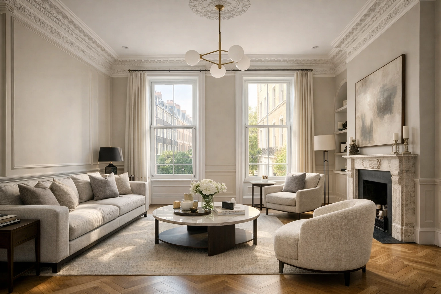 Luxury tiling installation in a Mayfair W1 Georgian townhouse