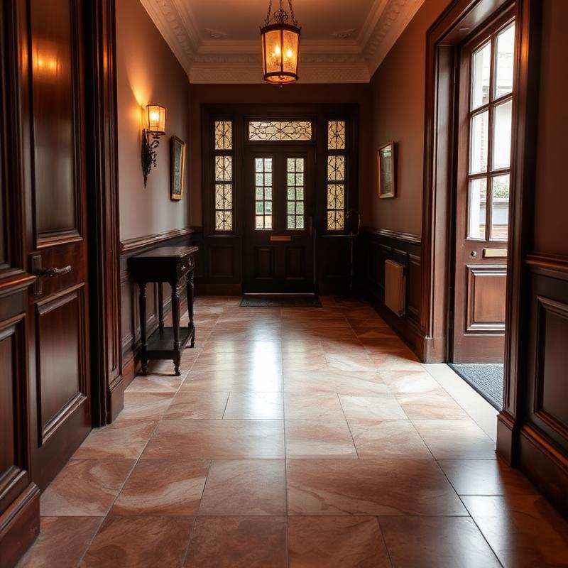 Natural stone floor tiling in NW8 entrance hallway Natural stone floor tiling in NW8 entrance hallway