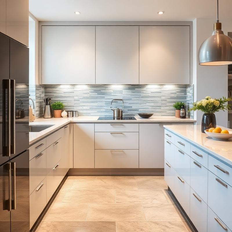 Kitchen tiling with porcelain splashback in NW8 home Kitchen tiling with porcelain splashback in NW8 home